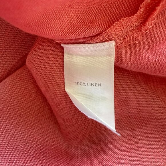 J. Jill Love Linen Long Sleeve Button Down Shirt Blouse Women's Medium Pink - Picture 11 of 12